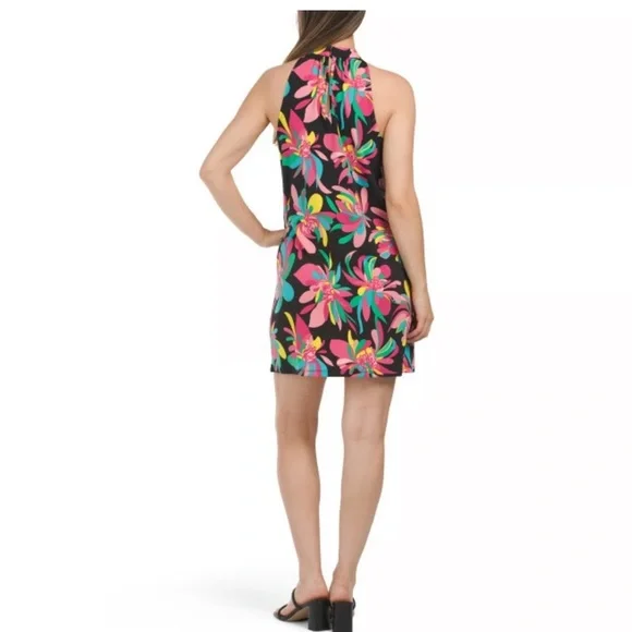 Trina Turk Hana Hou Vibrant Tropical Print Halter Slinky Jersey Dress. - Picture 10 of 11